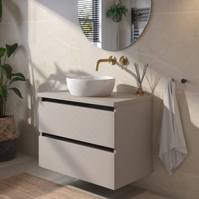 Saqu Gaia badmeubel incl. afdekblad 80x51x62cm mat greige – zwarte greeplijst