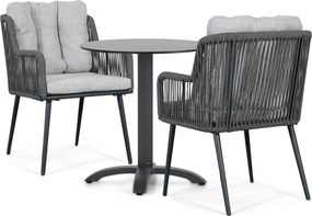 Tuinset Ronde Tuintafel 2 personen 70 cm Rope Grijs  Lifestyle Garden Furniture Tivoli/Talao