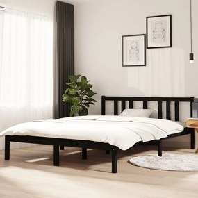vidaXL Bedframe massief hout zwart 140x200 cm