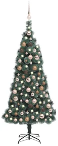 vidaXL Kunstkerstboom met LED's en kerstballen 150 cm PVC en PE groen