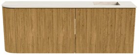 Mondiaz Joya DLux 110cm toiletmeubel ronding links oak met wastafel faye rechts zonder kraangat meli