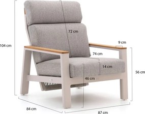 Lounge tuinstoel | Bellagio Ledrotta | Aluminium | Taupe | Verstelbaar | Kees Smit Tuinmeubelen