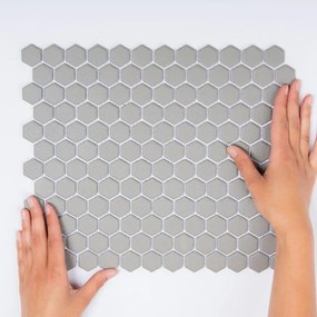 The Mosaic Factory London mozaïektegel - 26x30cm - wand en vloertegel - Zeshoek/Hexagon - Porselein Grey Mat LOH2029