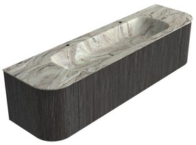 Mondiaz Kurve-dlux 170cm badmeubel ronding links/rechts shadow met 1 lade en 2 deuren en wastafel big large midden 2 kraangaten glace