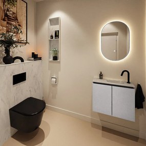 Mondiaz Ture DLux toiletmeubel 60cm plata met wastafel opalo rechts met kraangat