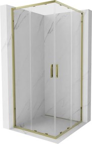 Mexen Exo-S Duo vierkante, verschuifbare douchecabine 100 x 100 cm, transparant, goud - 8111-100-100-50-00