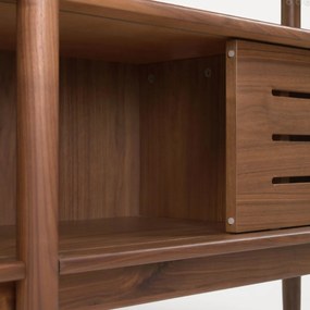 Kave Home Carolin Walnoot Stellingkast Vintage Retro Design - 130x41x169cm.
