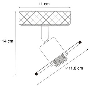 Industriële plafondSpot / Opbouwspot / Plafondspot zwart met hout - Jasmijn Industriele / Industrie / Industrial E14 vierkant Binnenverlichting Lamp