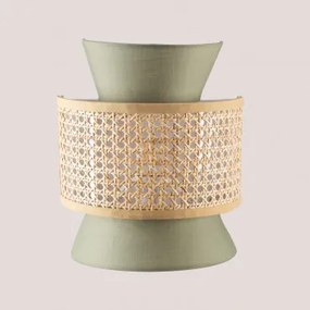 Wandlamp Van Rotan Yereh Groen – Khaki - Sklum