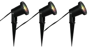Buitenlamp Set van 3 smart tuinspots zwart incl. snoer en stekker 200cm IP65 - Basic Modern GU10 IP65 Buitenverlichting rond