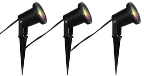 Buitenlamp Set van 3 smart tuinspots zwart incl. snoer en stekker 200cm IP65 - Basic Modern GU10 IP65 Buitenverlichting rond