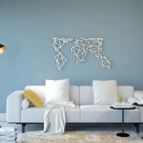 Homemania Wanddecoratie World 100x58 cm staal wit