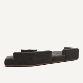 Open hoekbank links XL in chenille fluweel, JACOPO