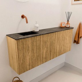 Mondiaz Joya DLux 110cm toiletmeubel ronding rechts oak met wastafel faye links zonder kraangat lava