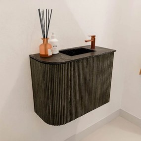 Mondiaz Joya DLux 50cm toiletmeubel ronding links shadow met wastafel faye rechts 1 kraangat lava