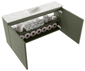 Mondiaz Ture DLux toiletmeubel 100cm army met wastafel ostra midden met kraangat