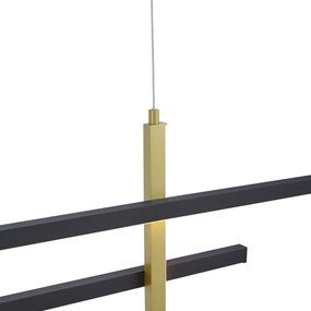 Design hanglamp H zwart met goud incl. LED 3-staps dimbaar- Joy