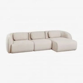 Coquette 3-delige Chenille Modulaire Bank Met Chaise Longue Stof Chenille Beige – Crème - Sklum