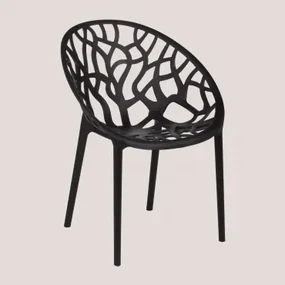 Set Van 4 Ores Stapelbare Eetkamerstoelen Zwarte Koolstof - Sklum