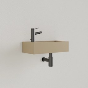 Sanigoods Nano fontein links cappuccino met kraangat 36x18cm