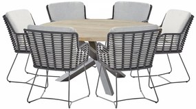 4 Seasons Outdoor Fabrice tuinset met Louvre tafel teak blad Ø 160 cm SALE  Tuinset    houtkleur weerbestendig