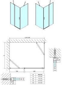 Polysan Zoom Line Black zwarte douchecabine 120x100cm anti-kalk