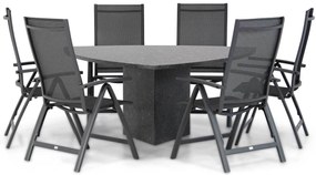 Tuinset 6 personen 170 cm Aluminium/Textileen /Graniet/Aluminium/textileen Grijs Presto Vasto/Graniet