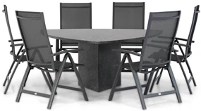 Tuinset 6 personen 170 cm Aluminium/Textileen /Graniet/Aluminium/textileen Grijs Presto Vasto/Graniet