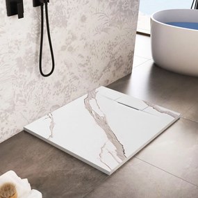 Douchebak Rea Bazalt CARRARA WHITE 90x90