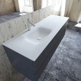 Zaro Valencia Solid Surface badmeubel 150cm mat antraciet 1 kraangat spoelbak links