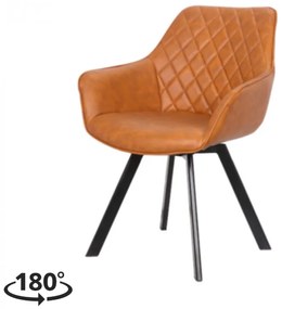 Eetkamerstoel - Ringo - Draaibaar - Lederlook cognac