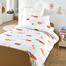 Kinderdekbedovertrek, biologisch katoen, wolkenprint, NOKI