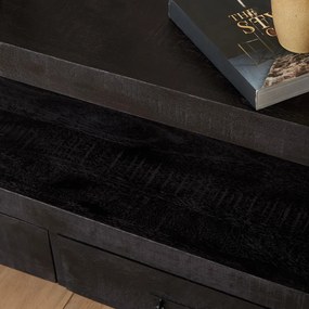 Starfurn Boaz Black Tv-meubel Van Zwart Mangohout 100 Cm - 150x51x41cm.