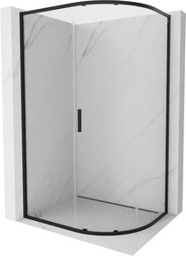 Mexen Exo asymmetrische halfronde douchecabine schuifdeur 100 x 90 cm, transparant, zwart - 8131-100-090-70-00