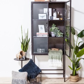 By-Boo Ventana Industriele Vitrinekast Met 2 Glazen Deuren - 85x41x199cm.