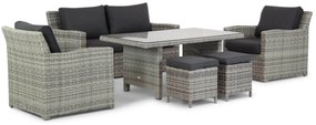 Stoel en Bank Loungeset 6 personen Wicker Grijs Garden Collections Giardino/Napoli