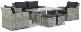 Stoel en Bank Loungeset 6 personen Wicker Grijs Garden Collections Giardino/Napoli