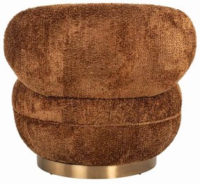 Richmond Interiors Jace Ronde Fauteuil Met Goud Draaibaar Cinnamon Bruin