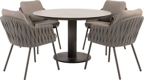Sarah Cannes dining tuinset 120xH75 cm rond 5 delig keramiek terre Taste 4SO