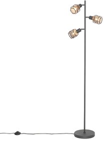 Design vloerlamp zwart met goud 3-lichts - Noud Design E14 Binnenverlichting Lamp