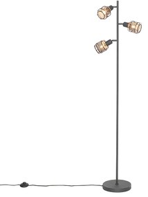 Design vloerlamp zwart met goud 3-lichts - Noud