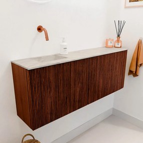 Mondiaz Joya DLux 110cm toiletmeubel ronding rechts ruby met wastafel faye links zonder kraangat ostra