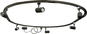 Modern railsysteem met 6 spots zwart 1-fase ovaal 100cm - Iconic Jeana