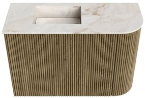 Mondiaz Joya DLux 60cm toiletmeubel ronding rechts dusk met wastafel faye links zonder kraangat frappe