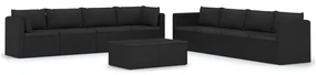 vidaXL 9-delige Loungeset met kussens poly rattan zwart