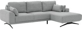 Goossens Excellent Bank Princess grijs, stof, 3-zits, elegant chic met chaise longue rechts