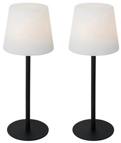 Buitenlamp met dimmer LED Set van 2 tafellamp met dimmeren zwart oplaadbaar 40 cm IP54 - Jude Modern IP54 Buitenverlichting rond Lamp