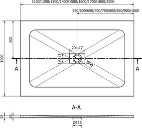 Mexen Hugo rechthoekige SMC douchebak 110 x 100 cm, wit - 42101011