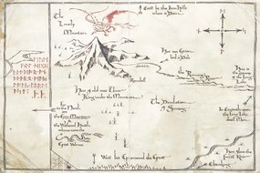 Kunstafdruk Hobbit - Map of The Unexpected Journey, (40 x 26.7 cm)