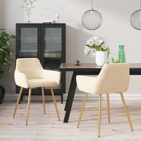 vidaXL Eetkamerstoelen 2 st fluweel crèmekleurig